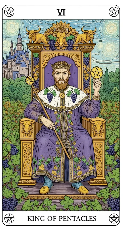 星币国王（King of Pentacles）塔罗牌牌面