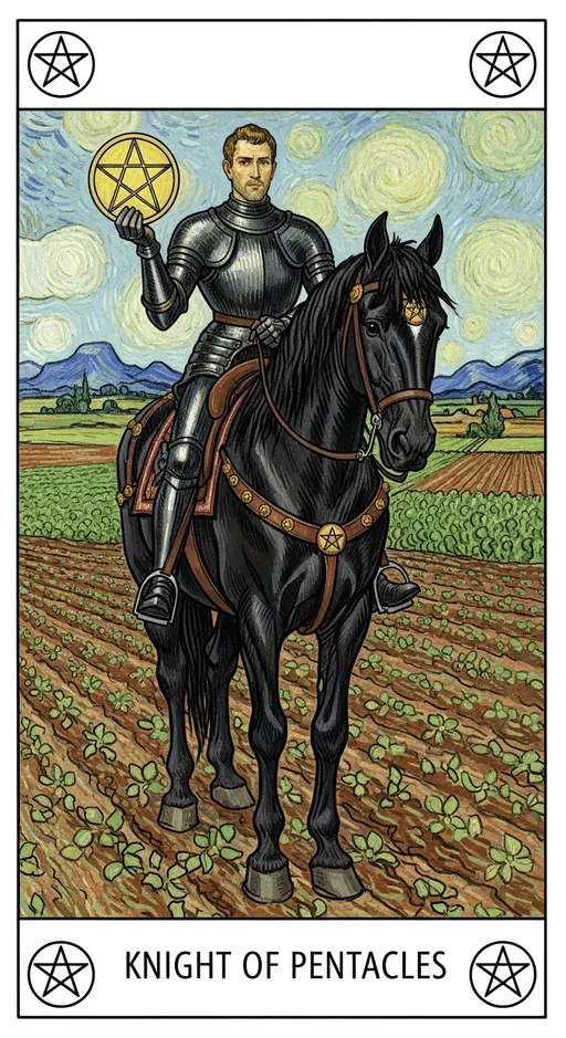 星币骑士（Knight of Pentacles）塔罗牌牌面