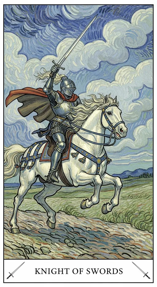 宝剑骑士(Knight of Swords)塔罗牌牌面