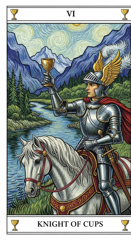 圣杯骑士（Knight of Cups）塔罗牌牌面