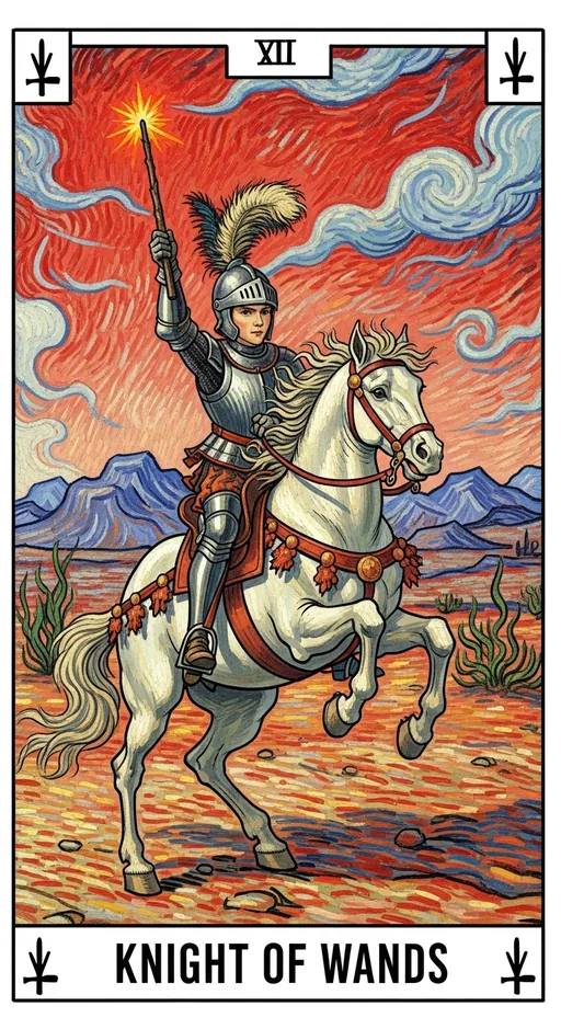 权杖骑士（Knight of Wands）塔罗牌牌面