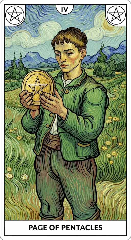星币侍从（Page of Pentacles）塔罗牌牌面